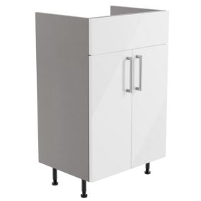 Ennis Gloss White Modern Double Freestanding Bathroom Vanity Cabinet (W)495mm (H)820mm