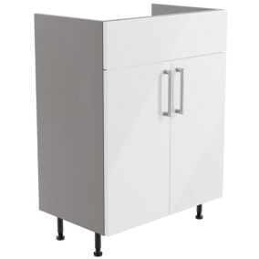 Ennis Gloss White Modern Double Freestanding Bathroom Vanity Cabinet (W)595mm (H)820mm