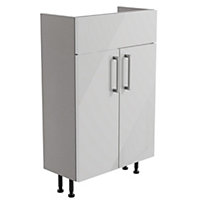 Ennis Slim Gloss Light grey Modern Double Freestanding Bathroom Vanity Cabinet (W)495mm (H)820mm