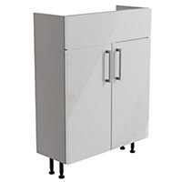 Ennis Slim Gloss Light grey Modern Double Freestanding Bathroom Vanity Cabinet (W)595mm (H)820mm