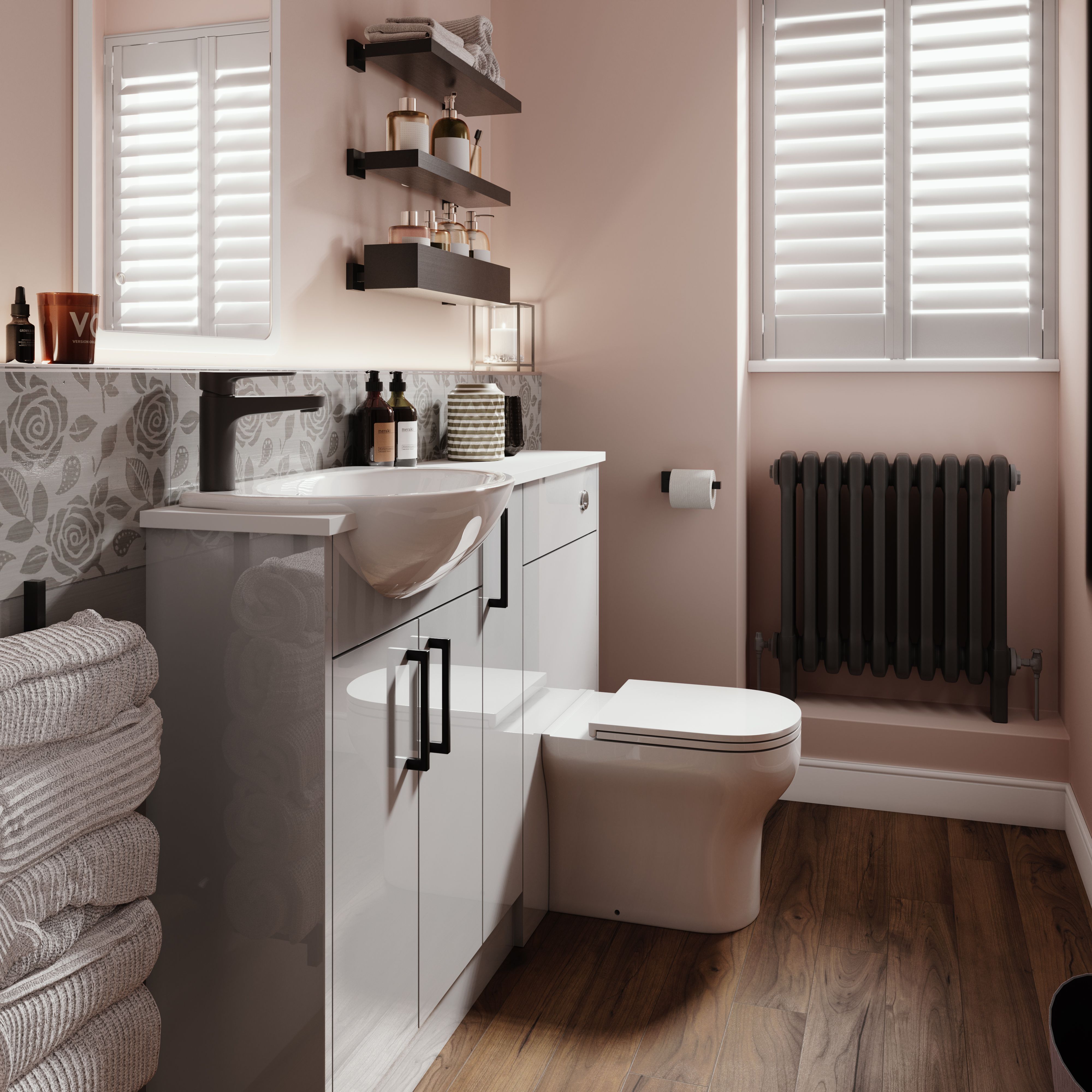 Ennis Slim Gloss Light grey Modern Freestanding Base unit (W)195mm (H)820mm