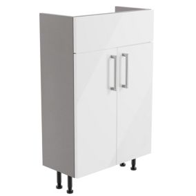 Ennis Slim Gloss White Modern Double Freestanding Bathroom Vanity Cabinet (W)495mm (H)820mm