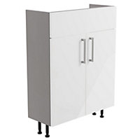 Ennis Slim Gloss White Modern Double Freestanding Bathroom Vanity Cabinet (W)595mm (H)820mm