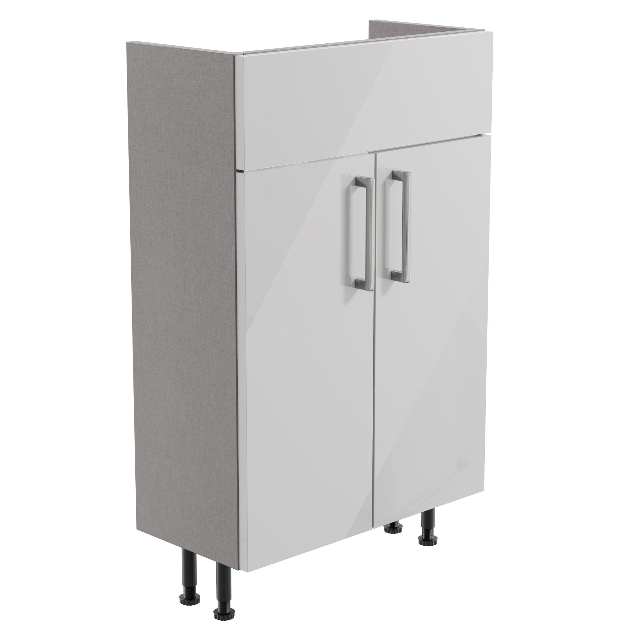 Ennis Slim Slimline Gloss Light grey Double Freestanding Bathroom Vanity unit (H) 820mm (W) 495mm