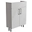 Ennis Slim Slimline Gloss Light grey Double Freestanding Bathroom Vanity unit (H) 820mm (W) 595mm