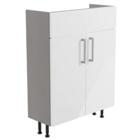 Ennis Slim Slimline Gloss White Double Freestanding Bathroom Vanity unit (H) 820mm (W) 595mm