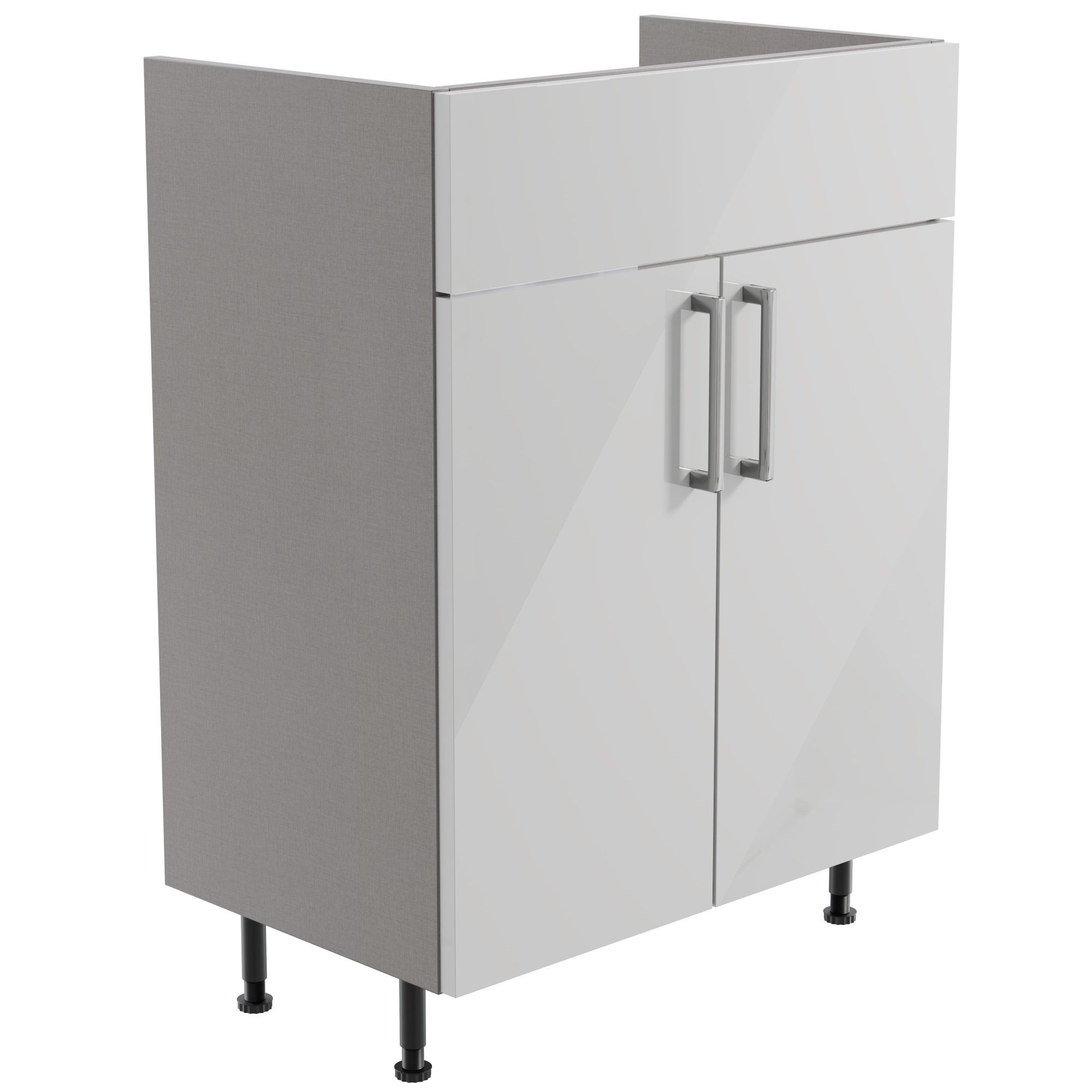 Ennis Standard Gloss Light grey Double Freestanding Bathroom Vanity unit (H) 820mm (W) 595mm