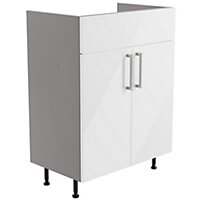 Ennis Standard Gloss White Double Freestanding Bathroom Vanity unit (H) 820mm (W) 595mm