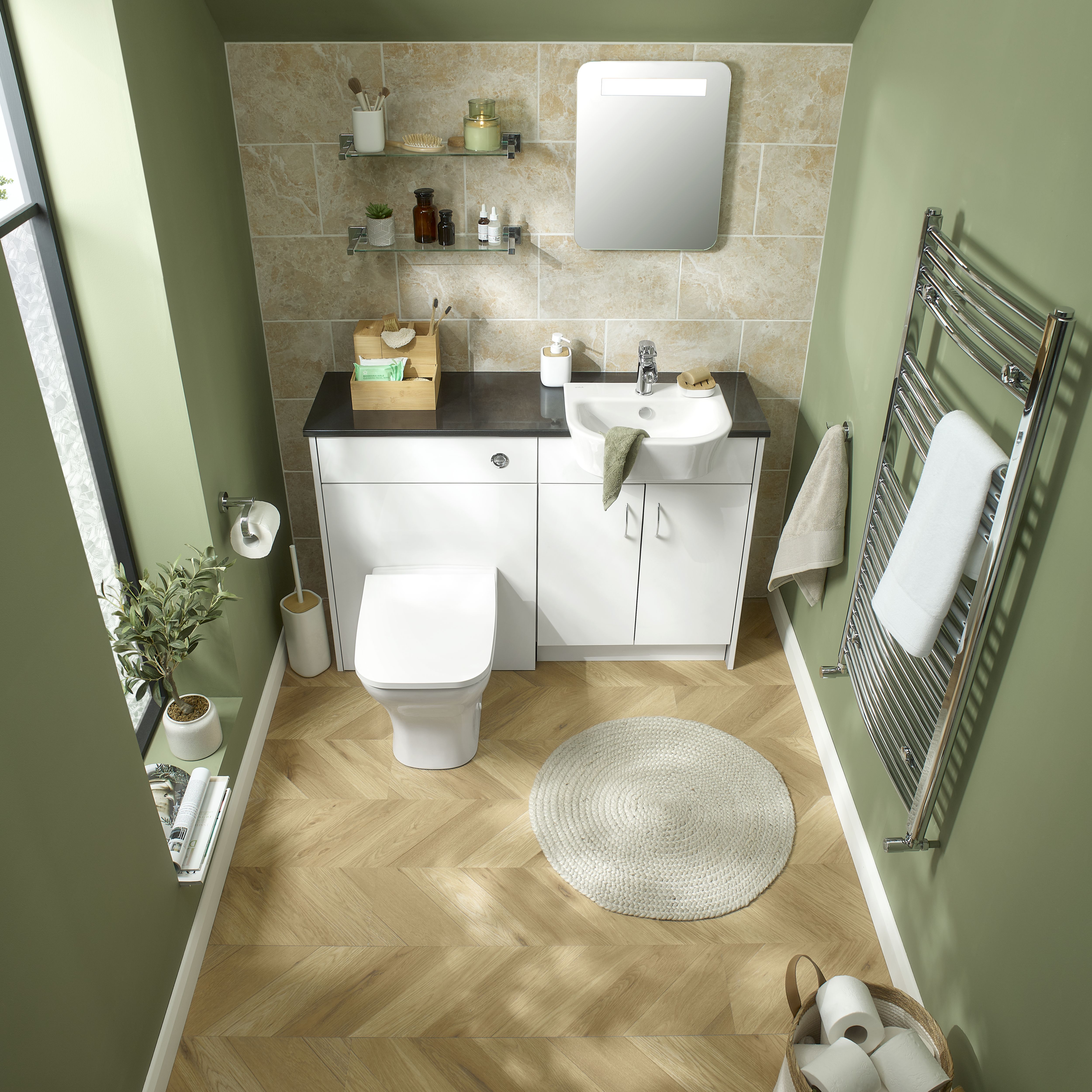 Ennis Standard Gloss White Double Freestanding Bathroom Vanity unit (H) 820mm (W) 595mm