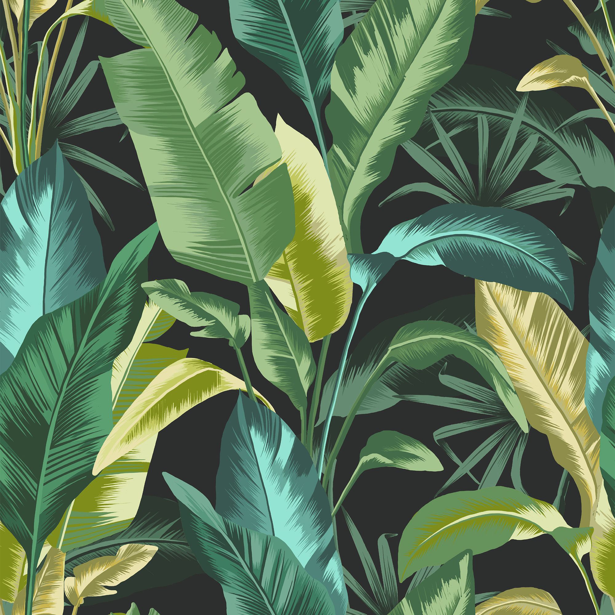 Envy Leaf It Out Twilight Tropical Smooth Wallpaper Sample | DIY at B&Q