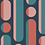 Envy Morse Coral & Navy Geometric Smooth Wallpaper