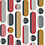 Envy Morse Red, Grey & Mustard Geometric Smooth Wallpaper Sample
