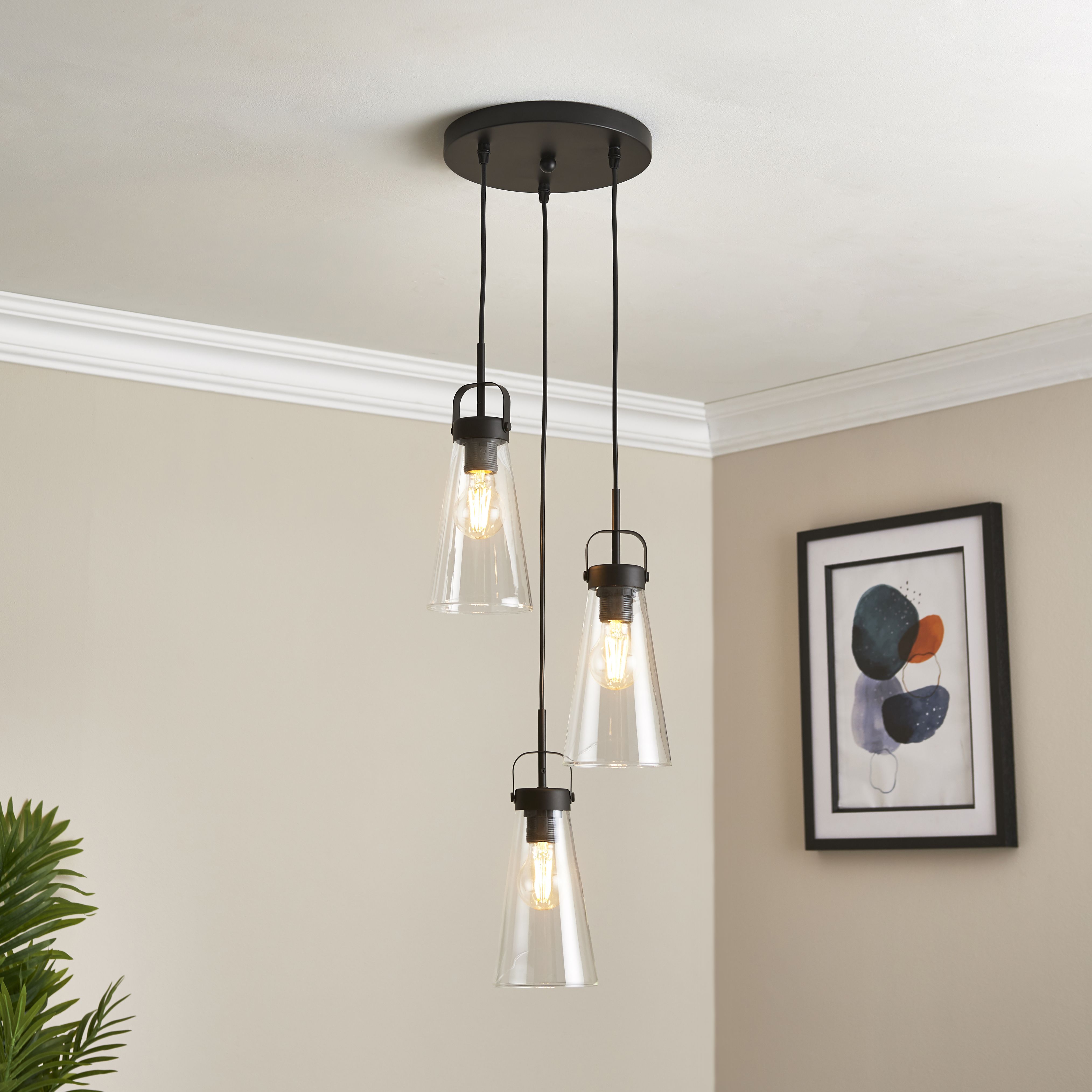 Enzo Matt 3 Lamp LED Pendant ceiling light, (Dia)300mm