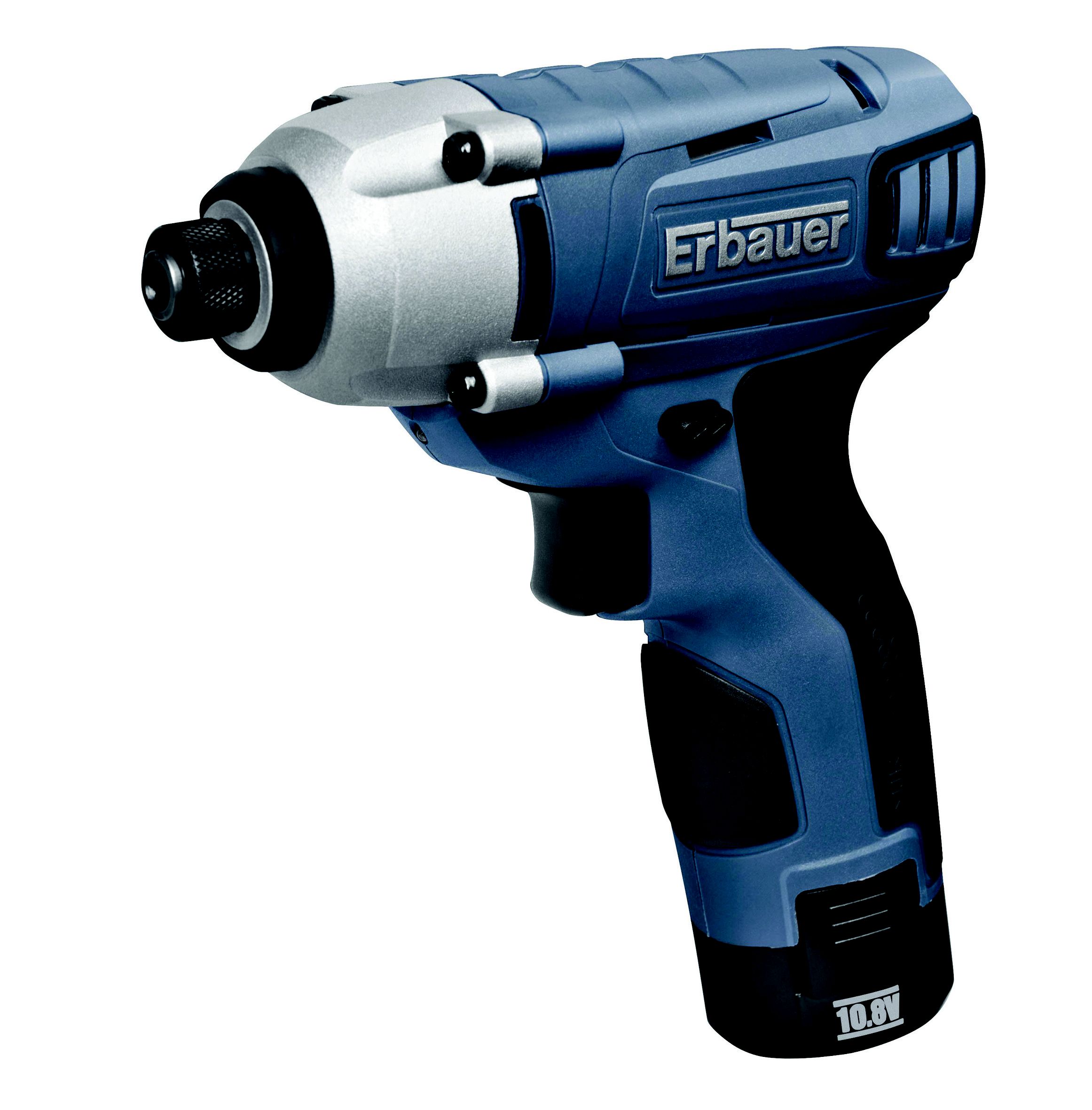 Erbauer 10.8V 1.3Ah Li ion Cordless Impact driver 2 batteries