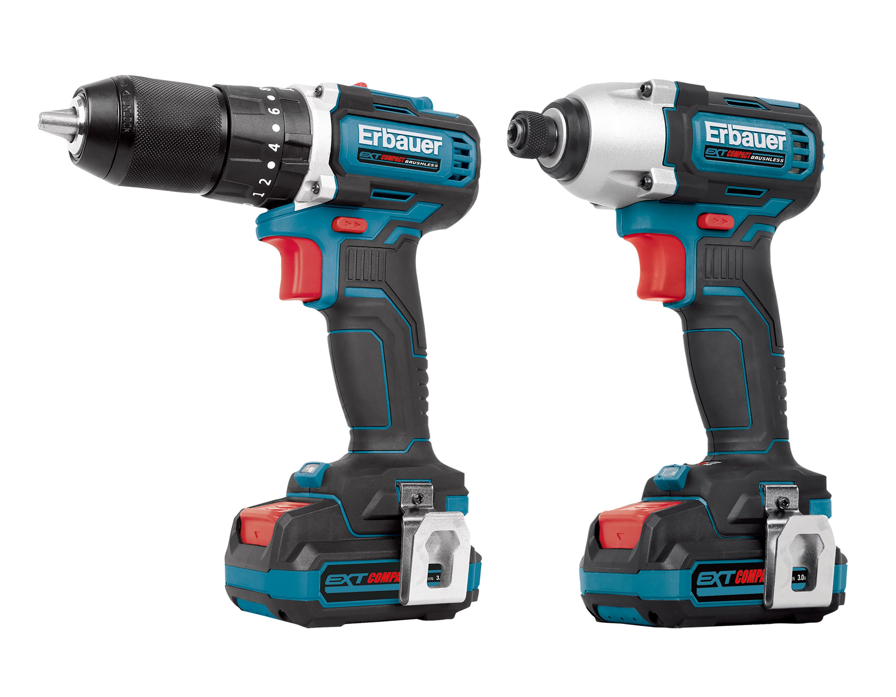 Erbauer 12V Li-ion EXT Brushless Cordless Combi drill & impact driver (2 x 3Ah) ECD12-Li-2 / EID12-Li-2