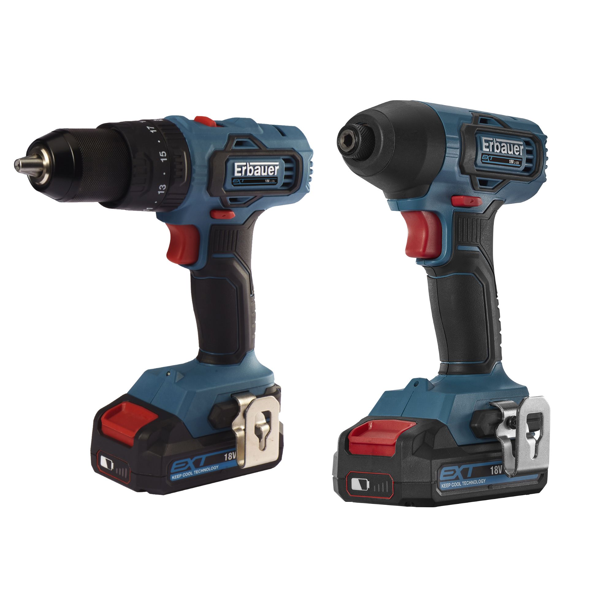 Erbauer 18V 2.0Ah Li-ion Cordless 2 piece Power tool kit EBCD18Li-2, EBID18Li