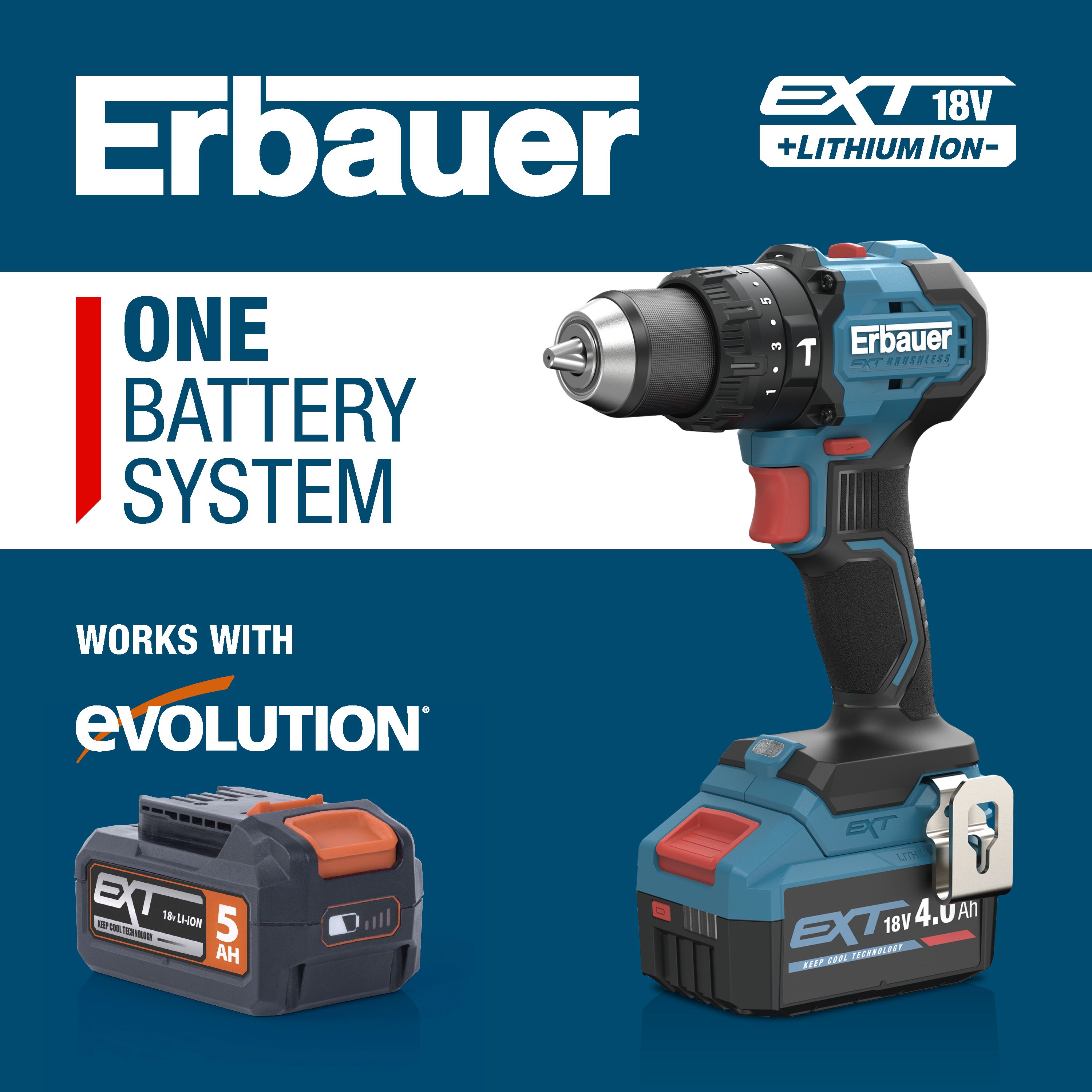 Erbauer 18V 2Ah Li-ion Power tool battery - ERI1098BAT