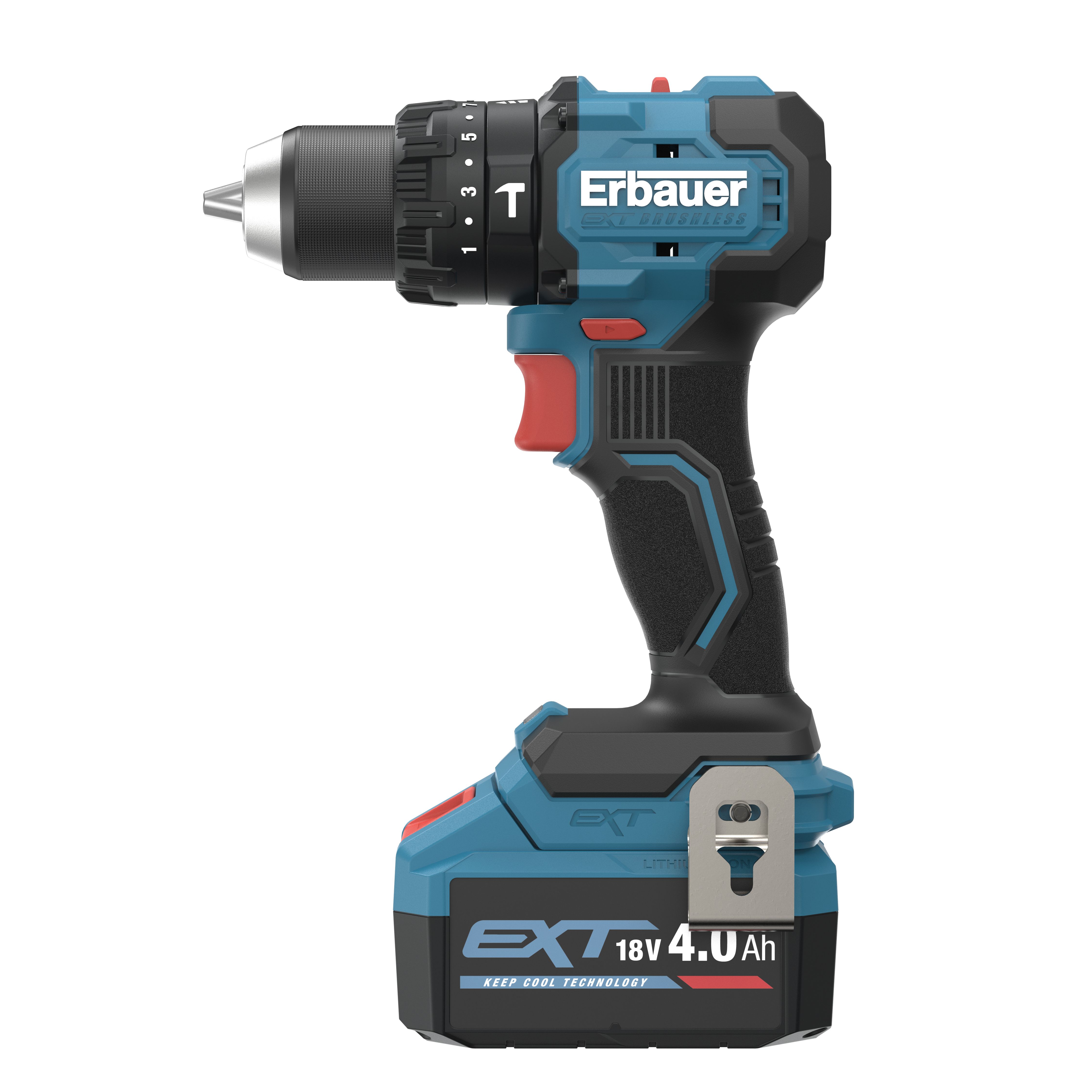 Erbauer 18V Li-ion EXT Keep Cool Brushless V2 Cordless Combi drill (1 x 4Ah) - ERI1092COM