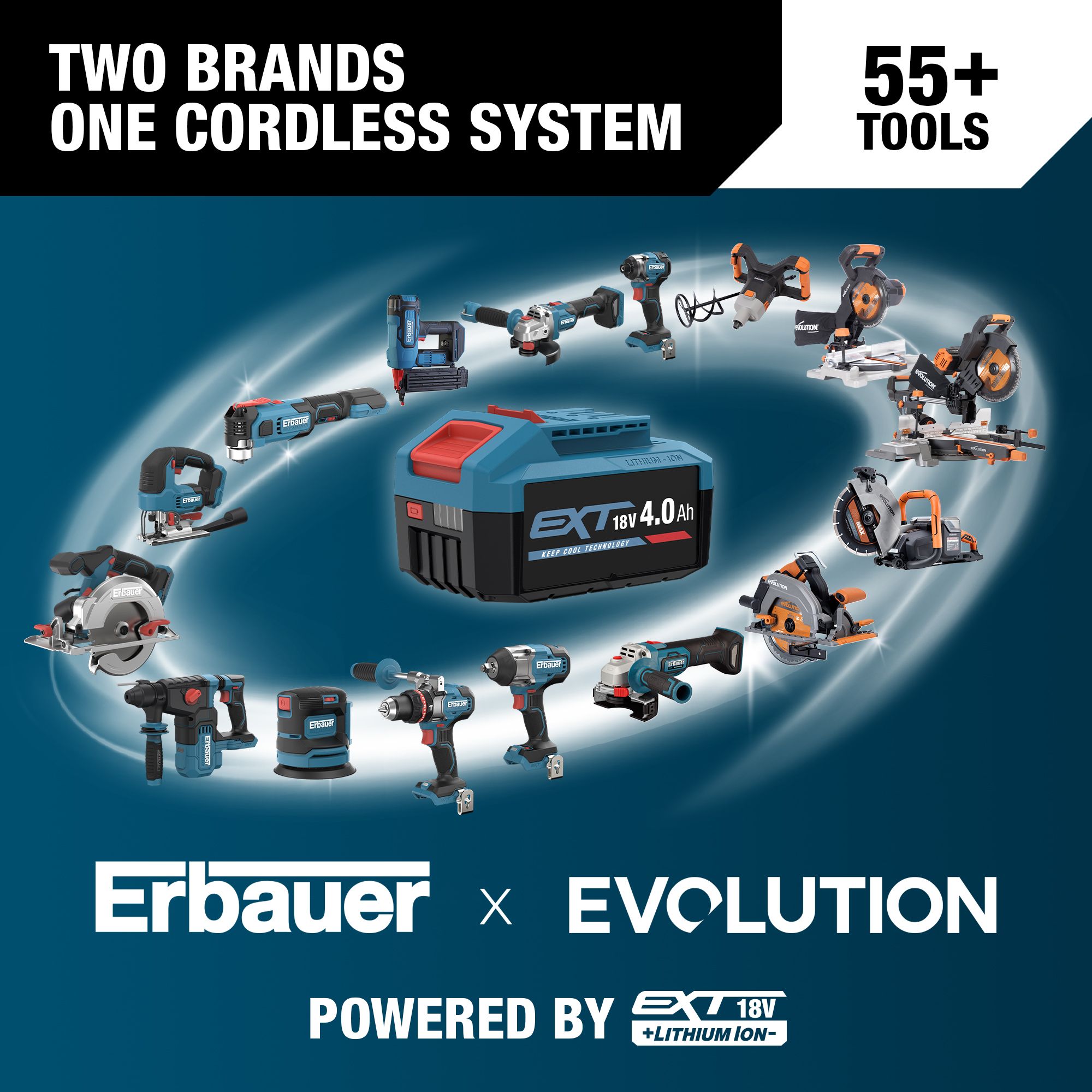 Erbauer 18V Li-ion EXT Keep Cool Brushless V2 Cordless Combi drill (1 x 4Ah) - ERI1092COM