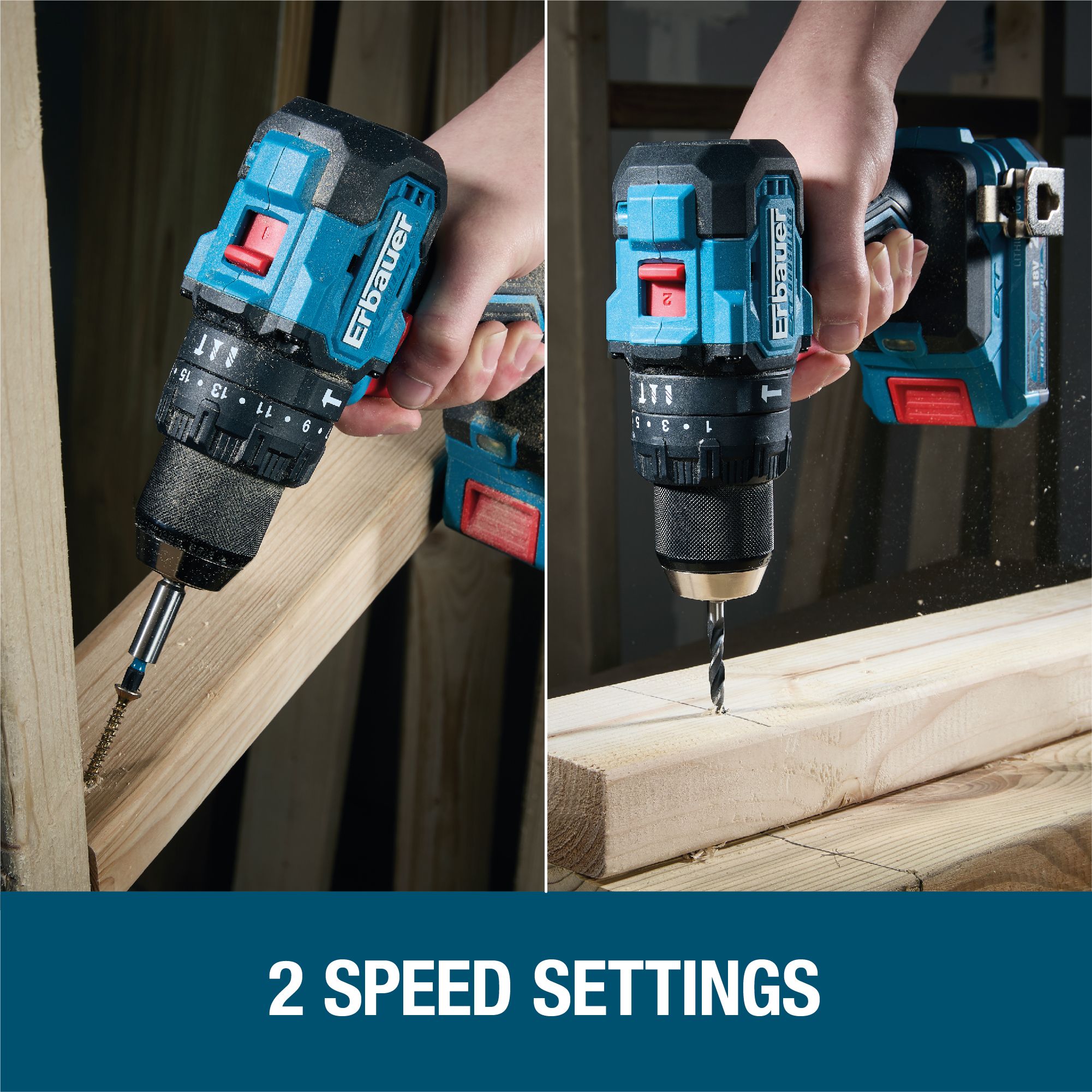 Erbauer 18V Li-ion EXT Keep Cool Brushless V2 Cordless Combi drill (1 x 4Ah) - ERI1092COM