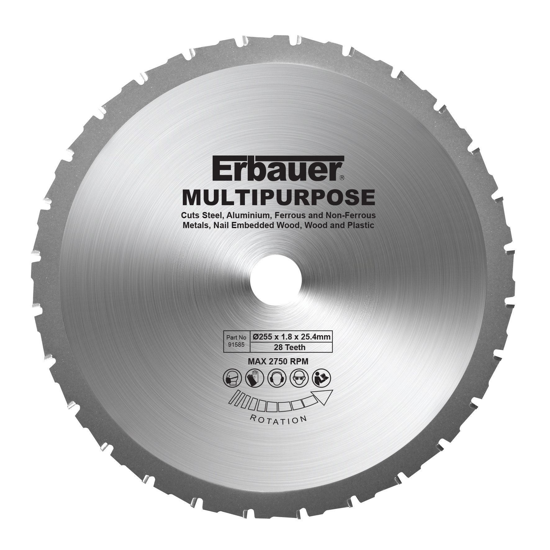 Erbauer 28T Circular saw blade (Dia)255mm DIY at B&Q