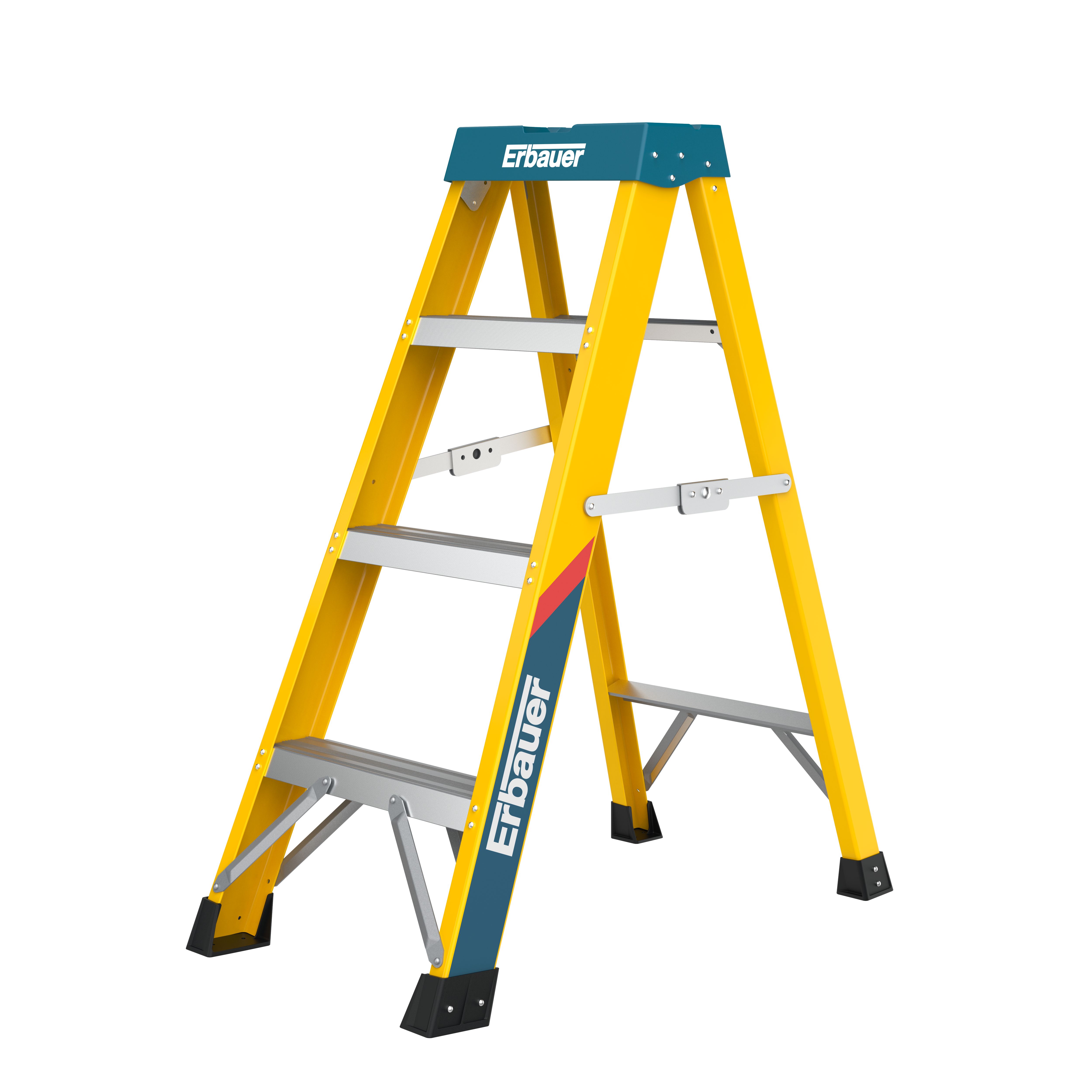 Erbauer 4 tread Fibreglass Swing back step Ladder (H)1.07m