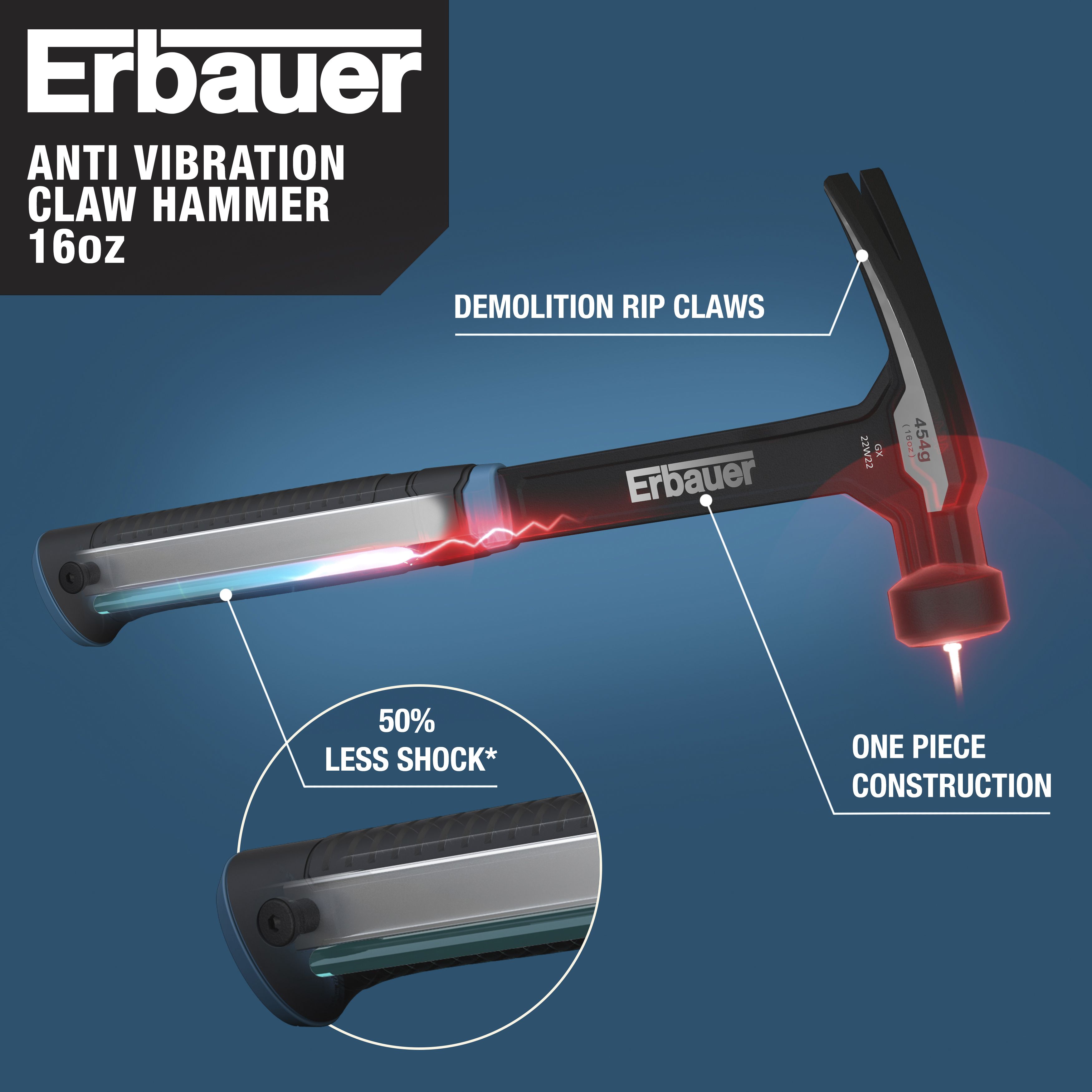 Erbauer Carbon steel Claw Hammer 16oz / 454g - E_HM01