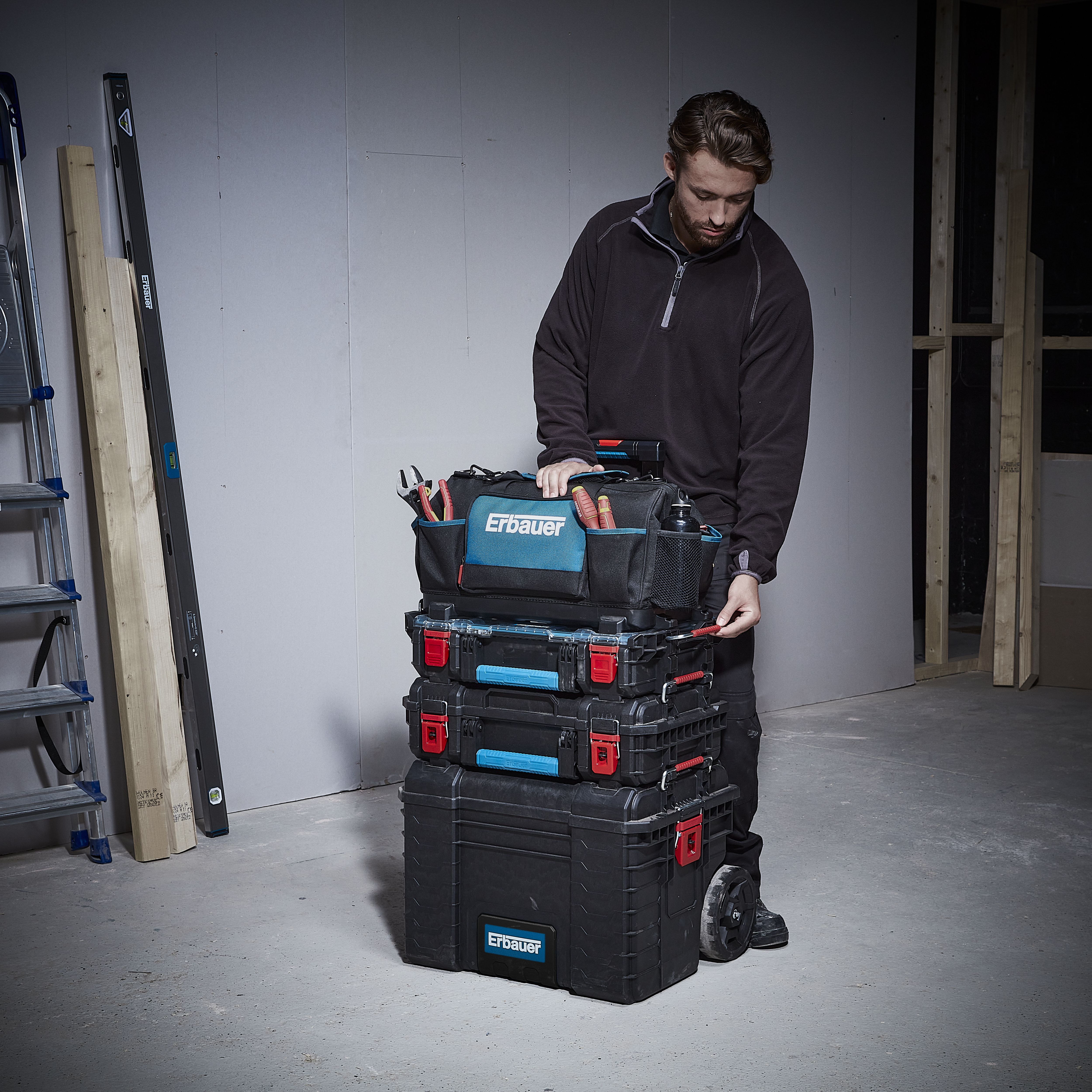 Erbauer Connecx 2 wheel storage Toolbox set - 10