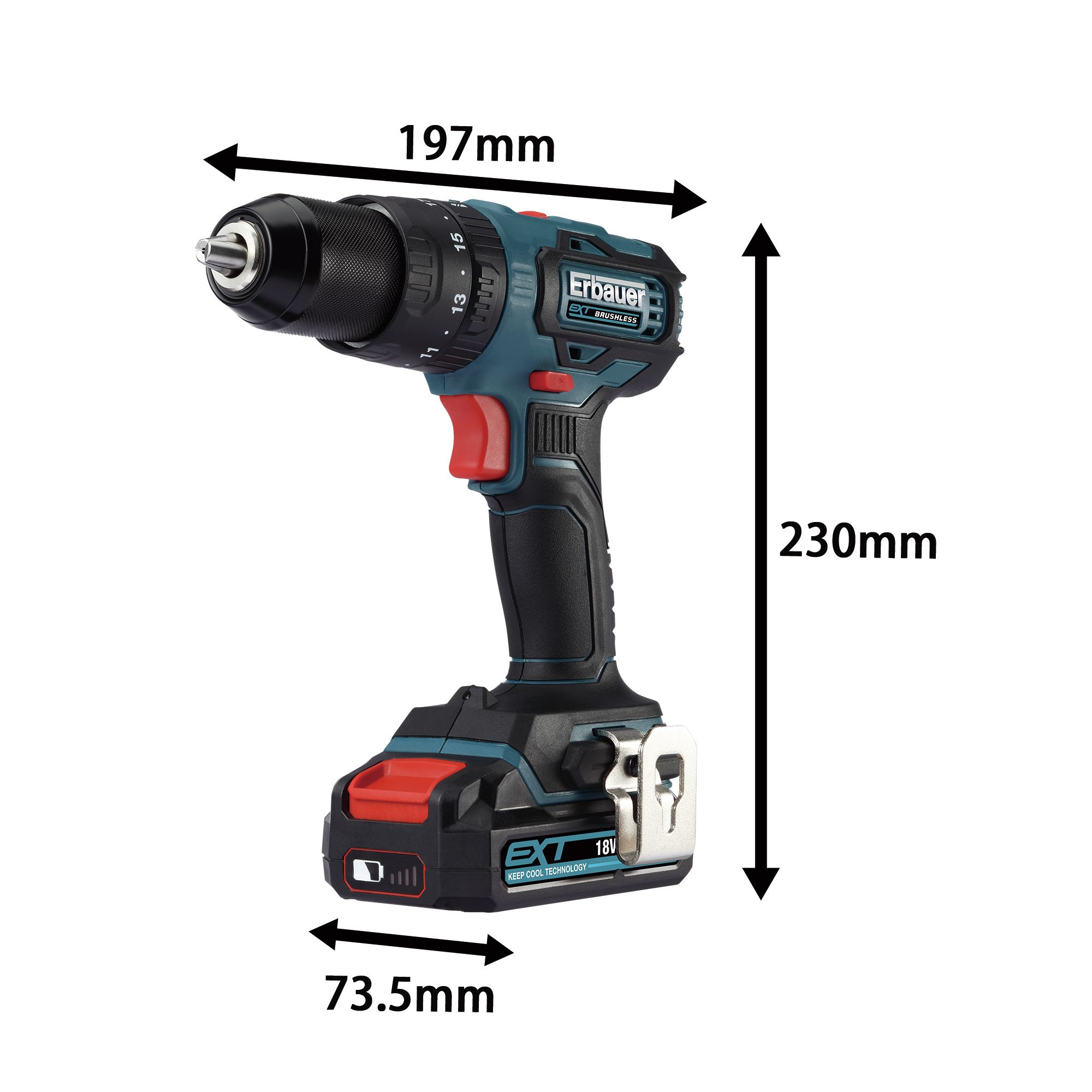 Erbauer EXT 18V 2 x 2Ah Li ion Cordless Combi drill impact