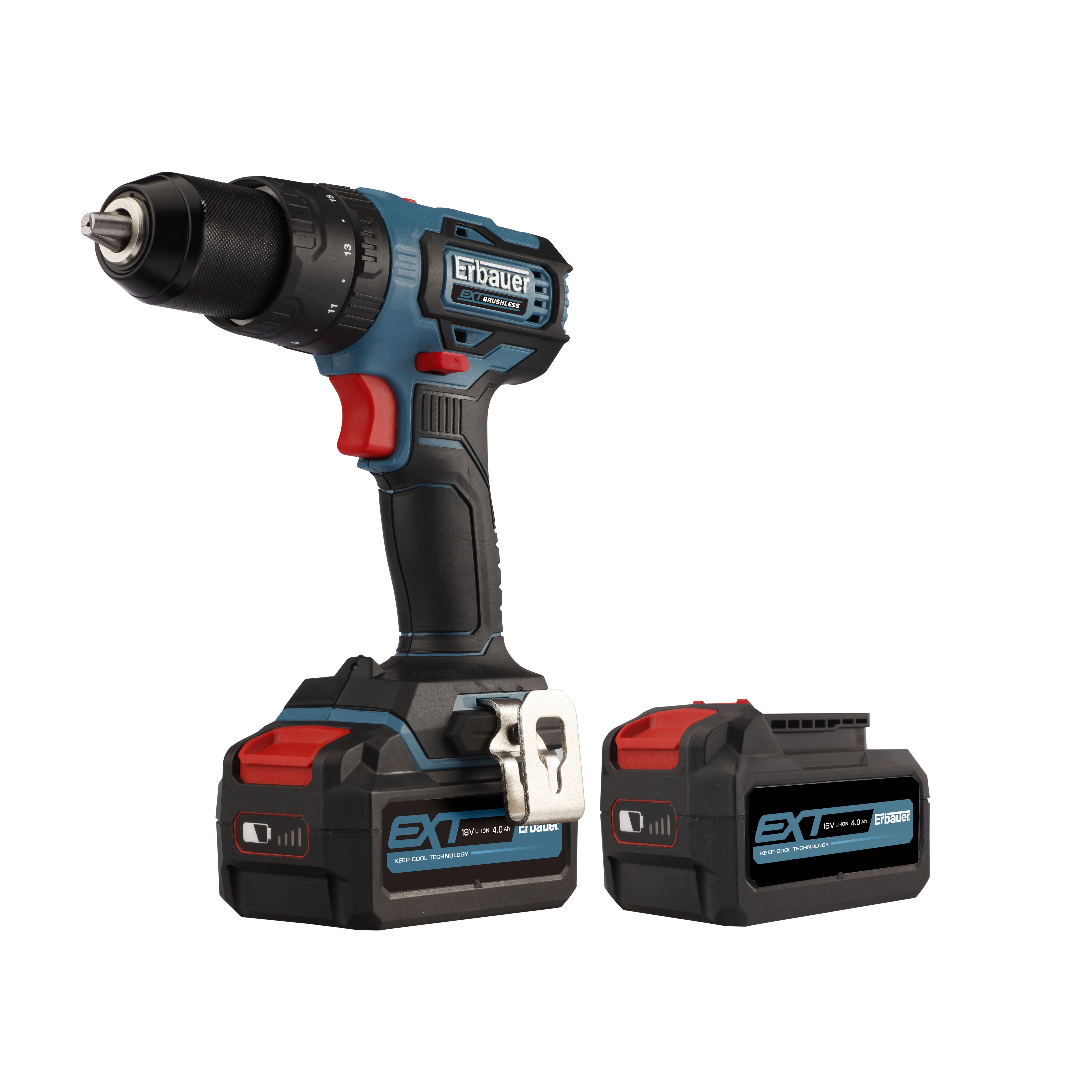 Erbauer EXT 18V Li-ion Cordless Combi drill (2 x 4Ah) - ECD18-Li-2