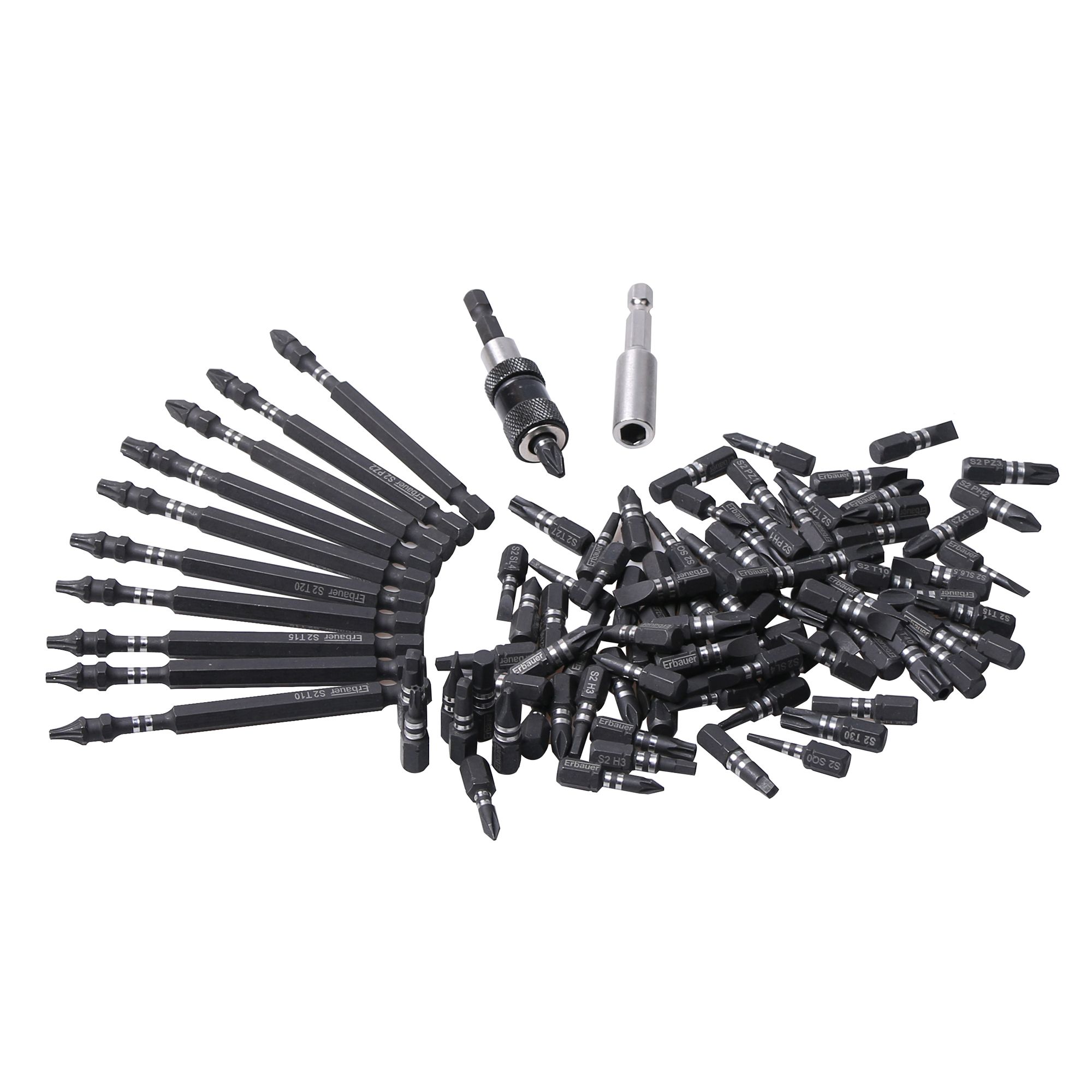 Erbauer Mixed Impact Screwdriver bits L 263mm 113 pieces SDR40491 DIY at B Q
