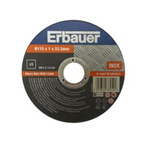 Erbauer T41 Cutting disc 115mm x 1mm x 22.2mm, Pack of 5