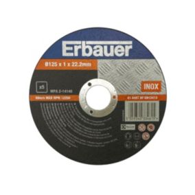 Erbauer T41 Cutting disc 125mm x 1mm x 22.2mm, Pack of 5