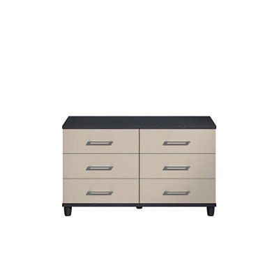 Eris Gloss black & pale grey 6 Drawer Chest of drawers (H)712mm (W)1204mm (D)424mm
