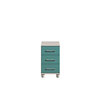 Eris Gloss teal elm effect 3 Drawer Chest of drawers (H)712mm (W)404mm (D)424mm