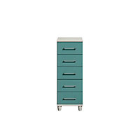 Eris Gloss teal elm effect 5 Drawer Chest of drawers (H)1102mm (W)404mm (D)424mm
