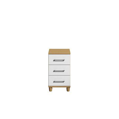 Eris Gloss white oak effect 3 Drawer Chest of drawers (H)712mm (W)404mm (D)424mm