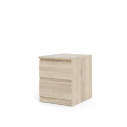 Esla High gloss oak effect Chipboard 2 Drawer Bedside chest (H)500mm (W)400mm (D)500mm