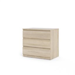 Esla High gloss oak effect Chipboard 3 Drawer Chest of drawers (H)700mm (W)770mm (D)500mm