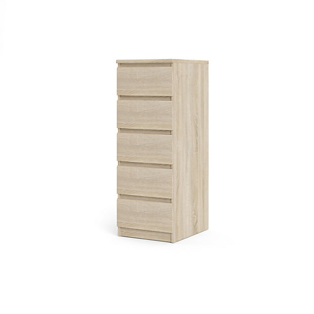 Esla High Gloss Oak Effect Chipboard 5, Ikea Malm Dresser 6 Drawer Tall Instructions