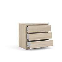Esla High gloss oak oak effect 3 Drawer Chest of drawers (H)700mm (W)770mm (D)500mm