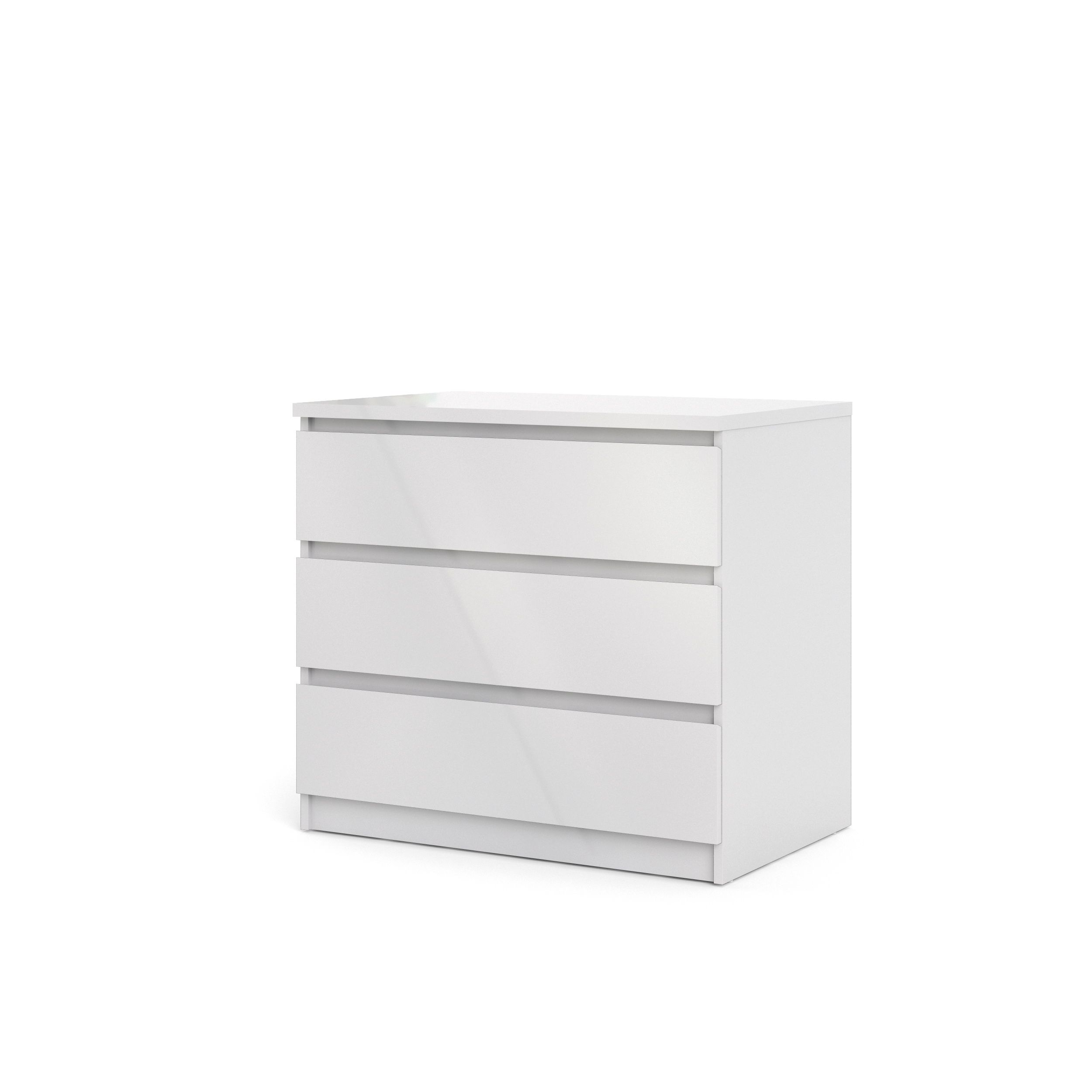 Esla High Gloss White 3 Drawer Chest Of Drawers (H)700mm (W)770mm (D ...