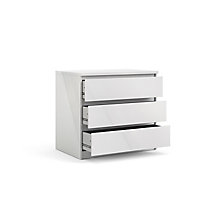 Esla High gloss white 3 Drawer Chest of drawers (H)700mm (W)770mm (D)500mm