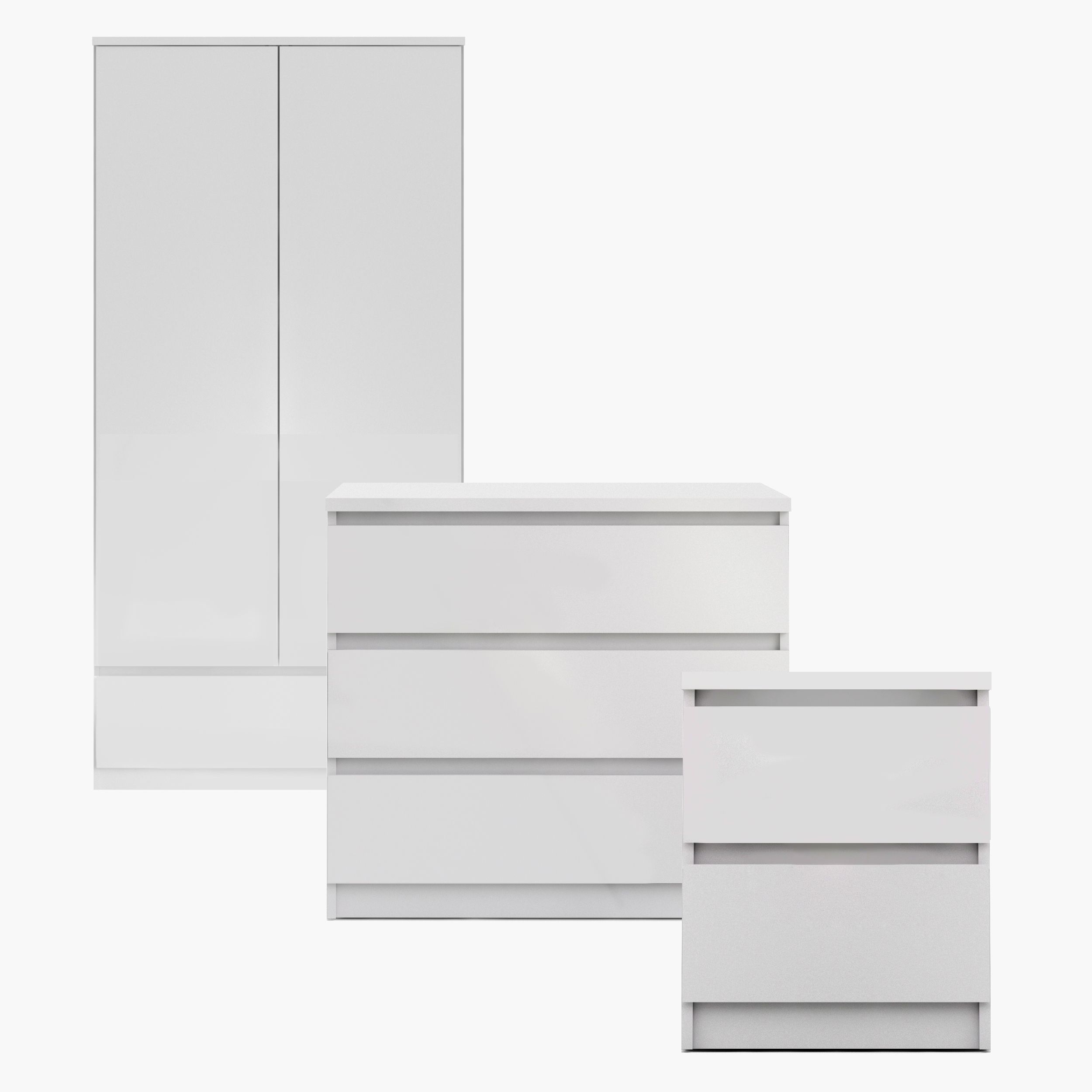 White shiny store bedroom furniture