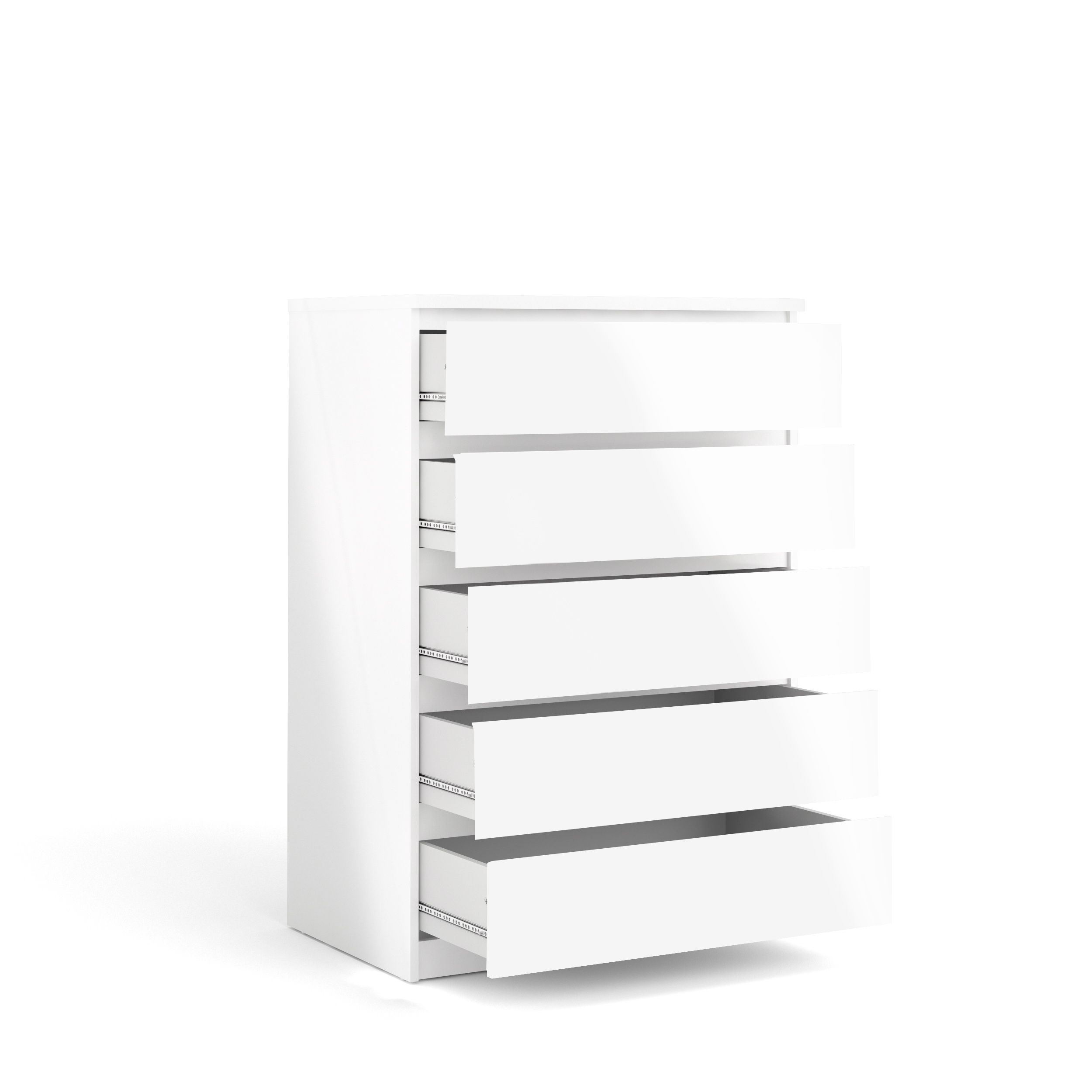 Esla High gloss white 5 Drawer Wide Chest of drawers (H)1110mm (W)770mm (D)500mm