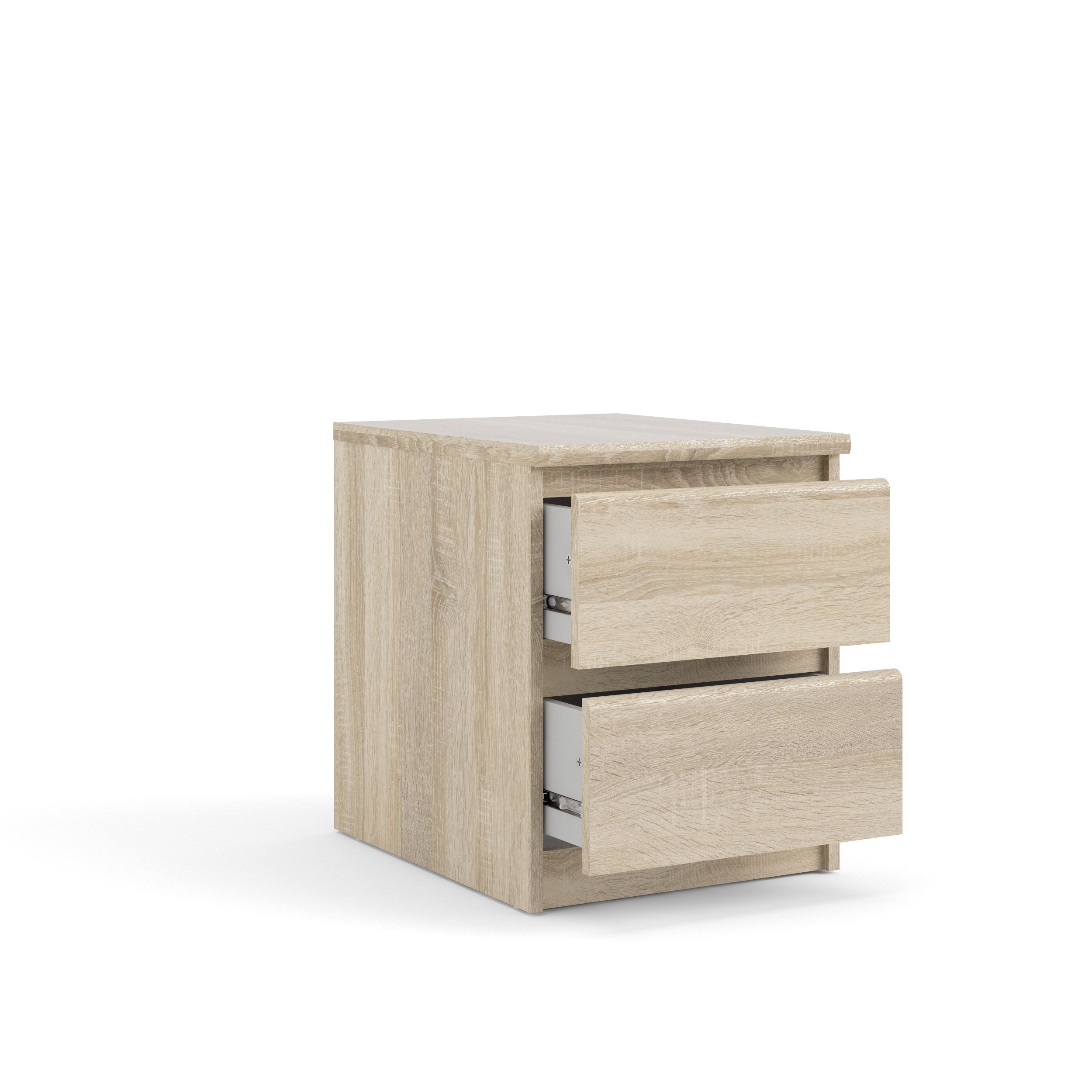 Esla Matt oak effect 2 Drawer Bedside table (H)500mm (W)400mm (D)500mm