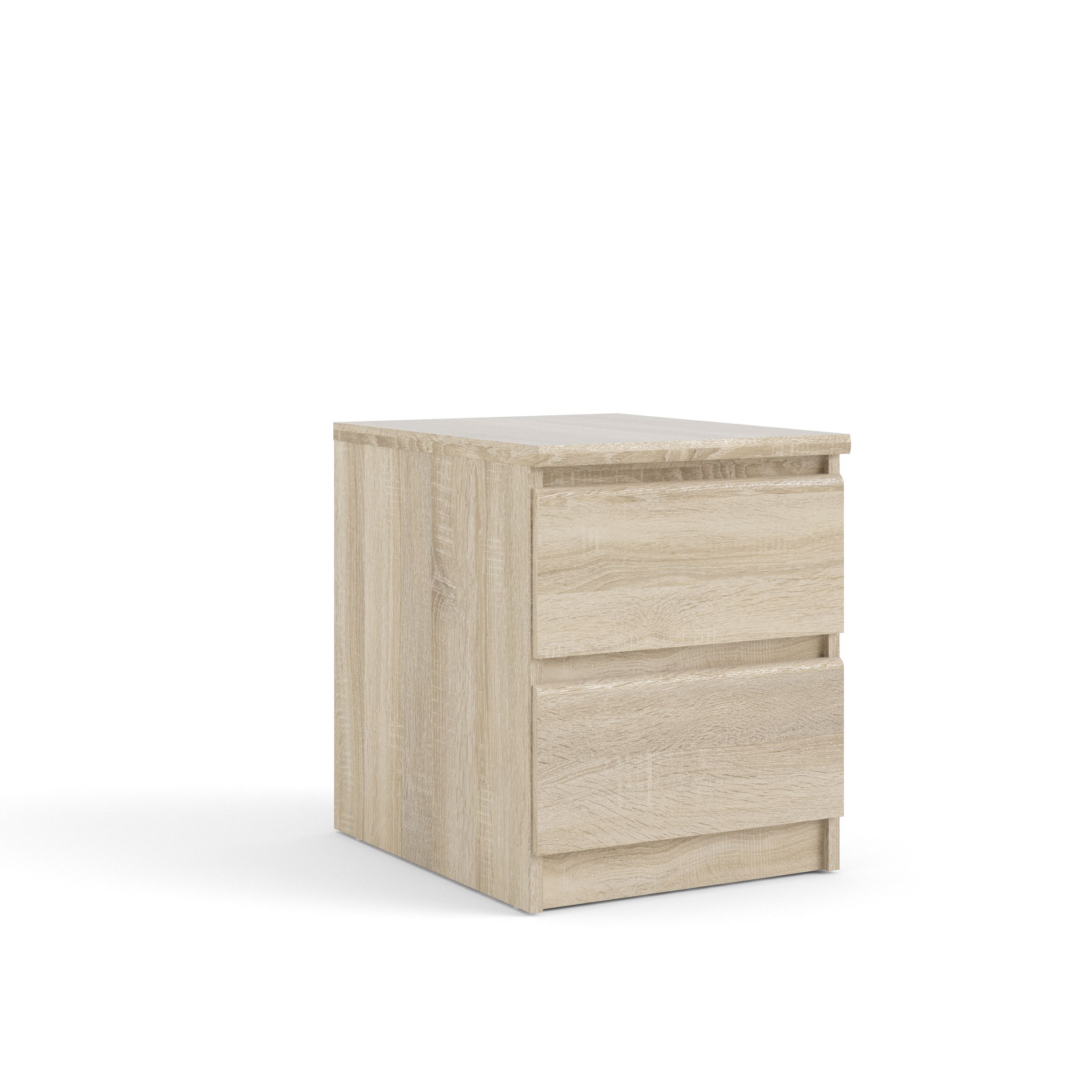 Esla Matt oak effect 2 Drawer Bedside table (H)500mm (W)400mm (D)500mm