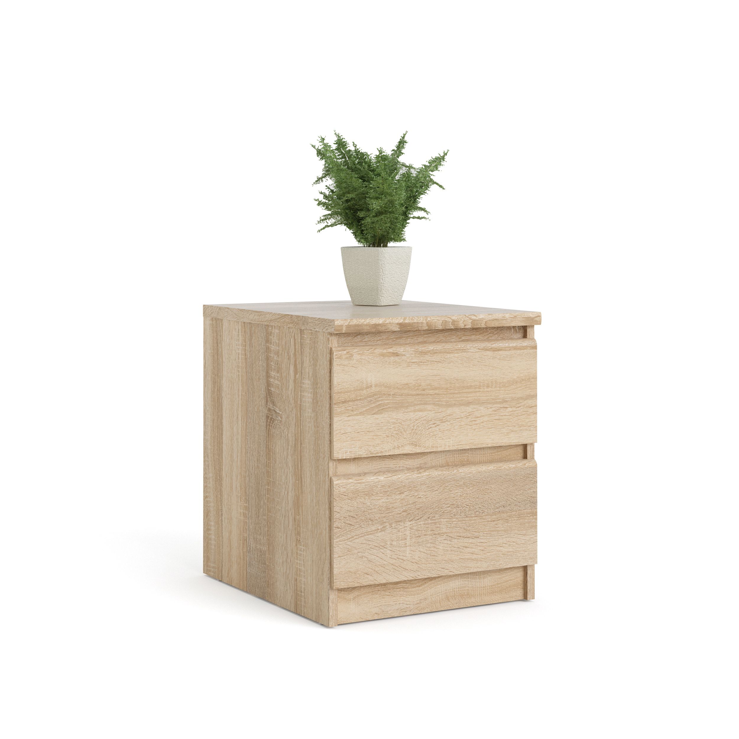 Esla Matt oak effect 2 Drawer Bedside table (H)500mm (W)400mm (D)500mm