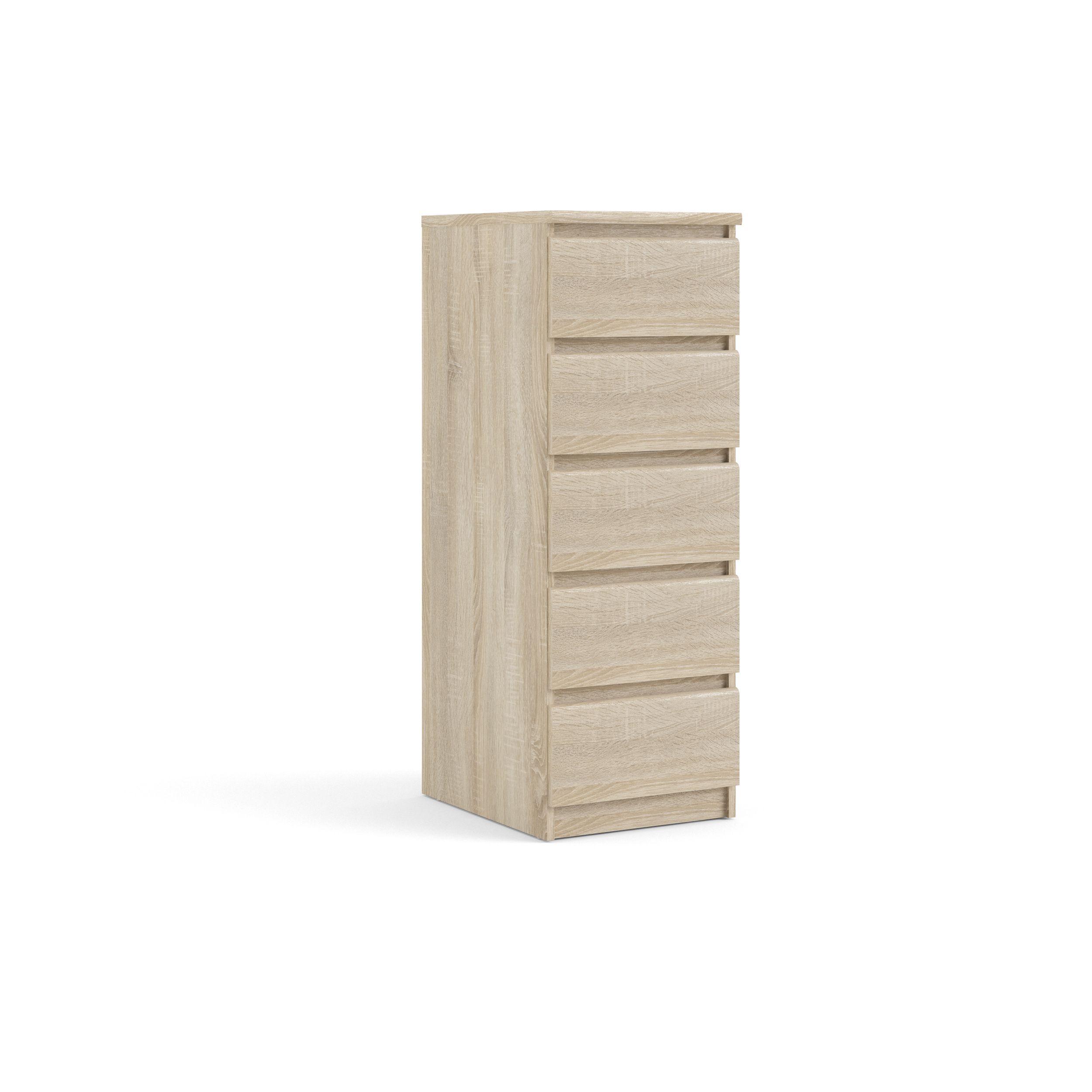 Esla Matt oak effect 5 Drawer Chest of drawers (H)1100mm (W)400mm (D)500mm