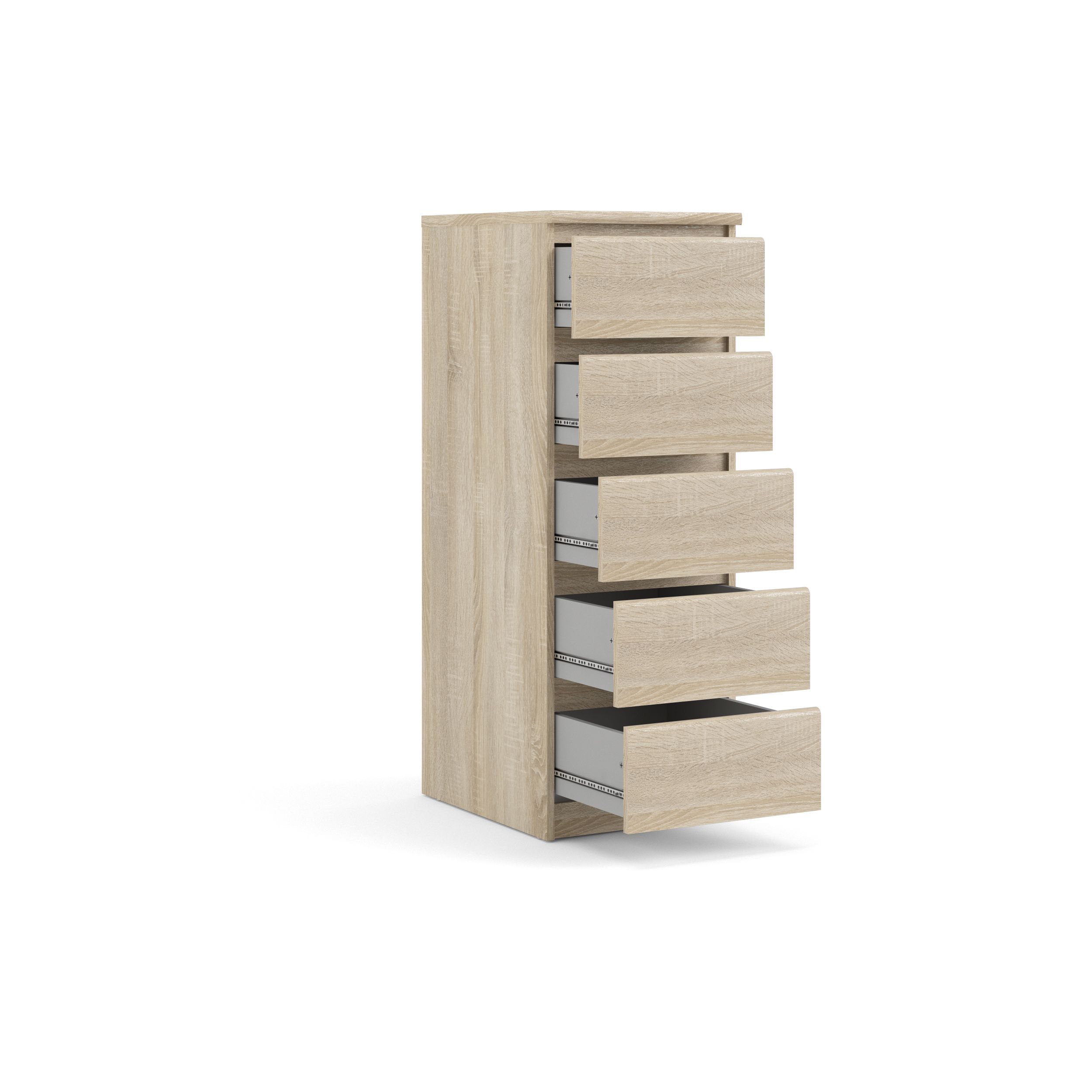Esla Matt oak effect 5 Drawer Chest of drawers (H)1100mm (W)400mm (D)500mm